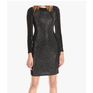 Calvin Klein Womens Long Sleeve Beaded Cocktail Dress Color: Black Sz 8